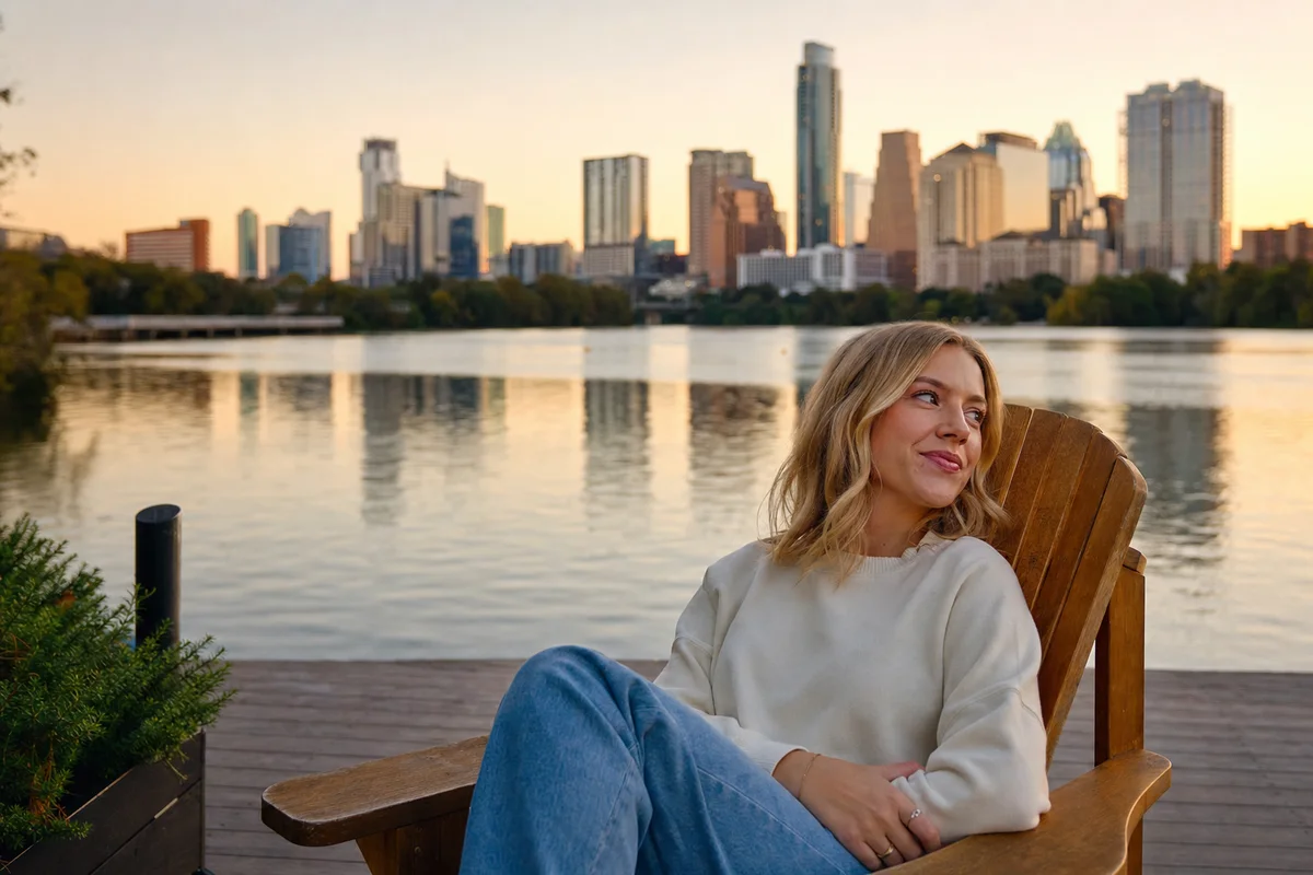 The Austin, Texas skyline at sunset