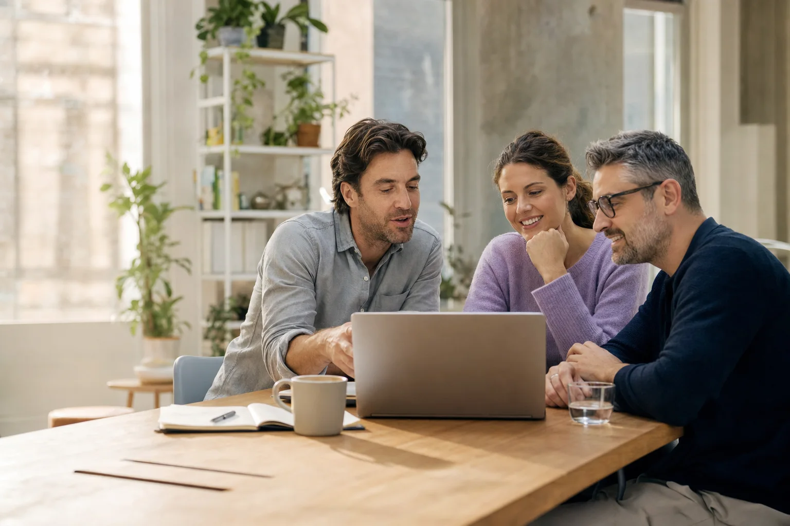 The Choose Your Horizon team at work around a laptop