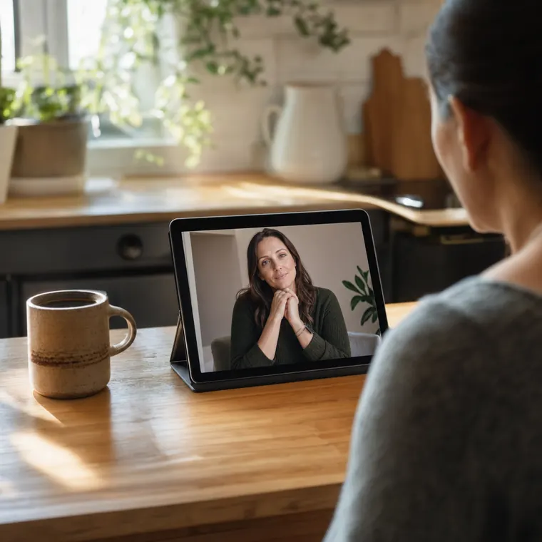 A one-to-one counseling session on a tablet at home