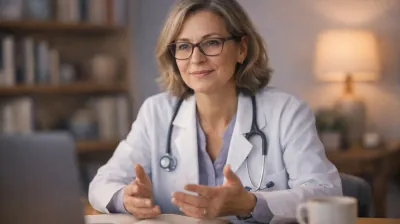 A physician on a video consultation